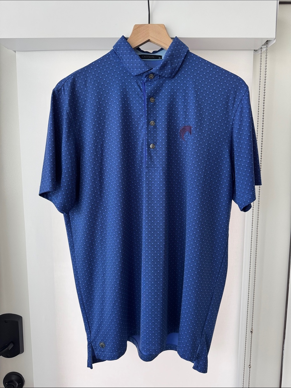 Men's Navy Micro-Pattern Performance Polo